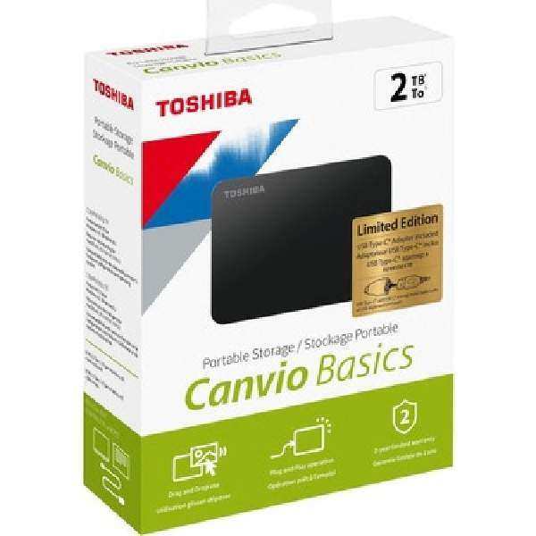 TOSHIBA HDTB420EK3AB Canvio Basic 2.5 2TB USB 3.2 Gen1 + Type-C Siyah Taşınabilir Harddisk
