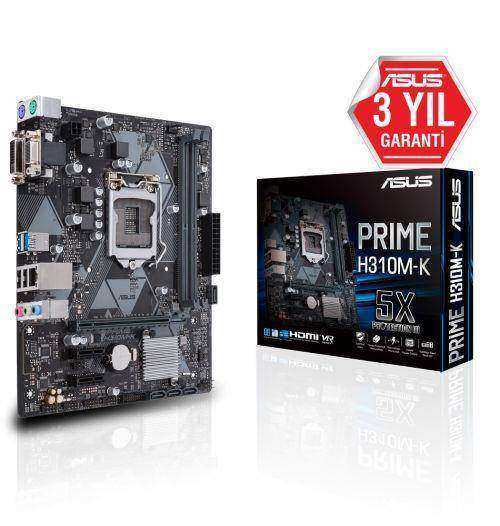 ASUS PRIME H310M-K R2.0 H310 DDR4 Vga GLan mATX DVI,USB3.1 1151Pv2 Anakart