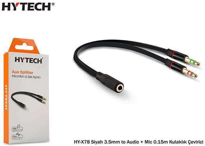 HYTECH HY-X78 3.5mm to Audio + Mic 0.15m Kulaklık Çevirici