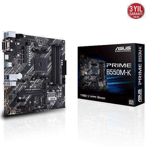 ASUS PRIME B550M-K B550 DDR4 Vga GLan mATX DVI 2*M2 HDMI USB3.2 AM4 AMD Anakart