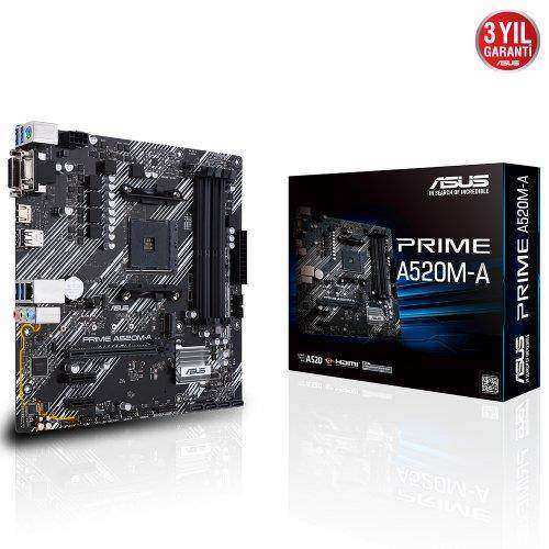 ASUS PRIME A520M-A A520 DDR4 Vga GLan ATX HDMI DVI M2 USB3.2 AM4 AMD Anakart