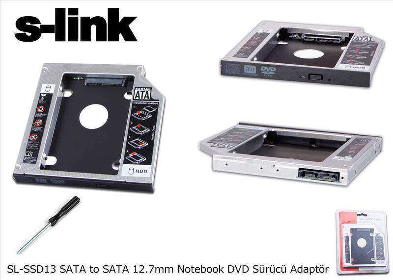S-LINK SL-SSD13 12.7mm SATA Siyah Notebook Ekstra Hdd Yuvası