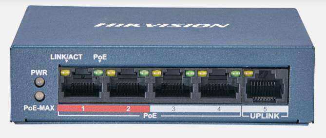 HIKVISION DS-3E0105P-E/M(B) 5 Port 10/100 Yönetilemez Switch 4 Port Poe 58W Metal Kasa