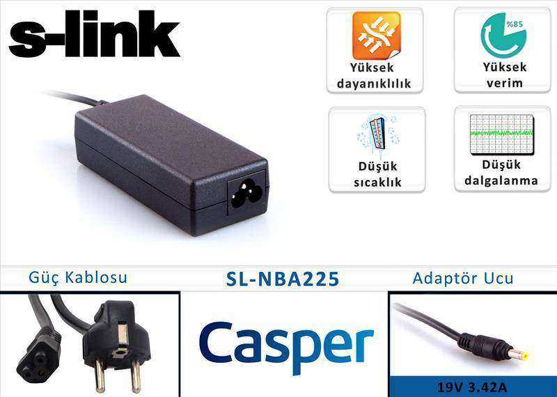 S-LINK SL-NBA225 19V 3.42A 1.7*4.0 Casper Ultrabook Adaptör