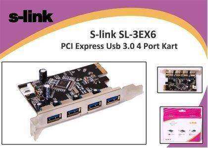 S-LINK SL-3EX6 USB 3.0 Kart (4 Port) PCI Express