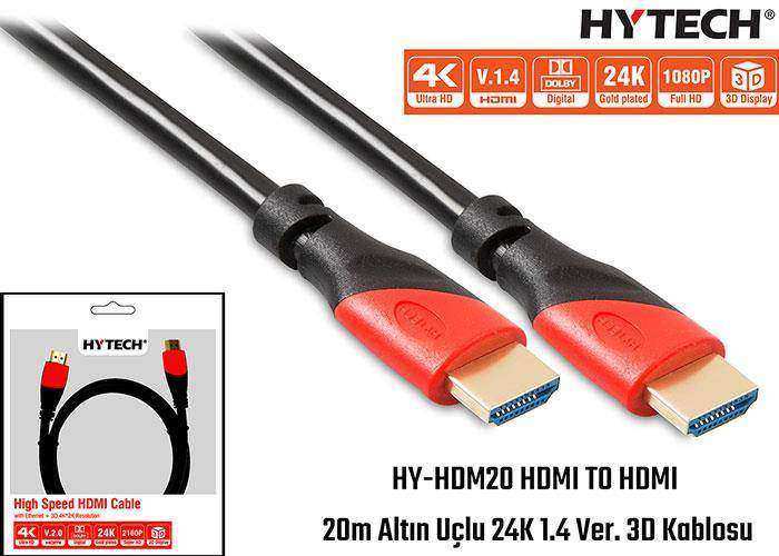 HYTECH HY-HDM20 20 Mt Altın Uçlu 24K 1.4 Ver. 3D HDMI Kablo