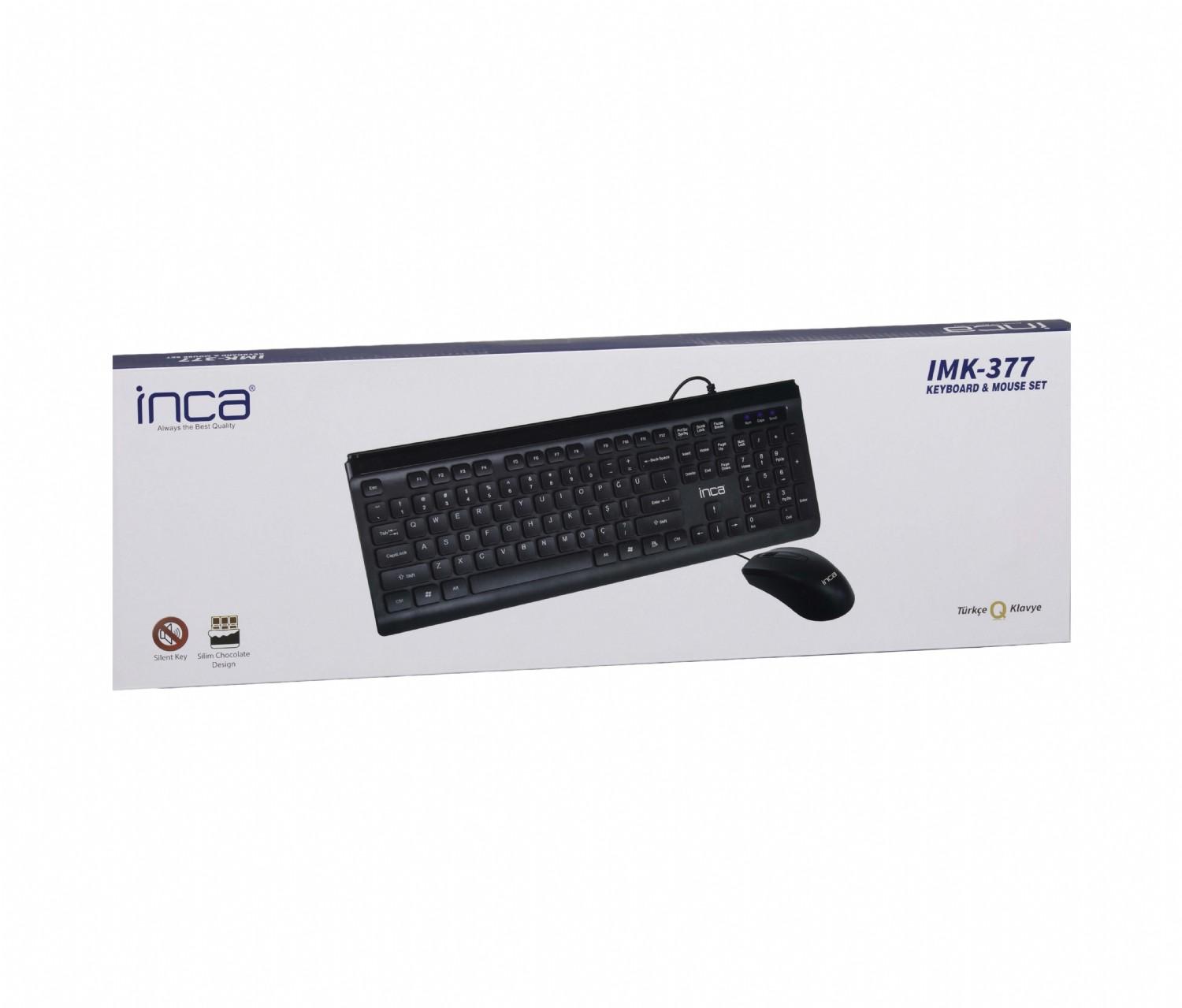 INCA IMK-377 Q Türkçe USB Siyah WIRED SLIM CHOCOLATE Klavye+ Mouse