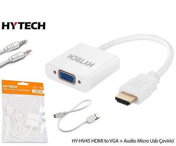 HYTECH HY-HV45 HDMI to VGA + Audio Micro Usb Çevirici Adaptör