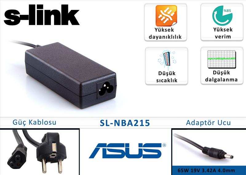 S-LINK SL-NBA215 19V 2.37A 4.0*1.5 Asus Notebook Adaptörü